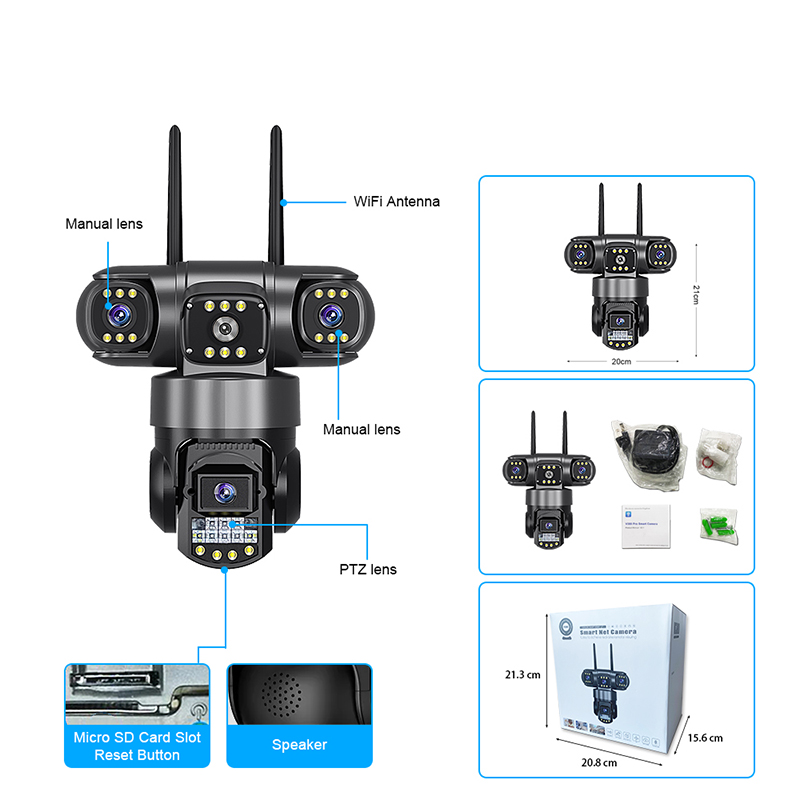 Triple-Lens 24/7 Powered 3MP wifi/4G Security Camera Triple-Lens 24/7 Powered 3MP wifi/4G Security Camera